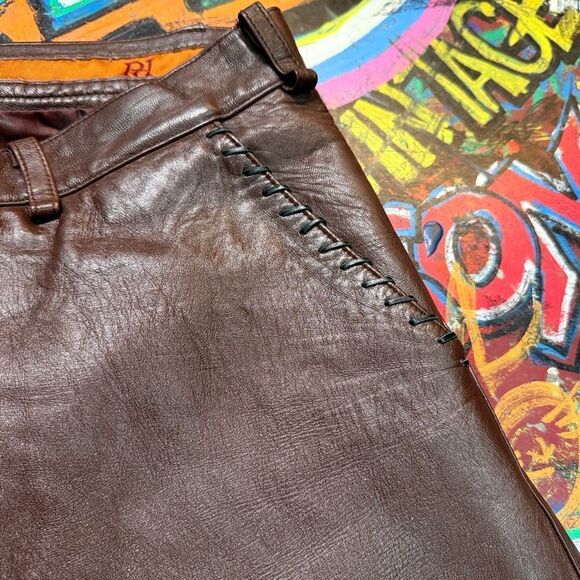 Vintage 80s Prestige Leather Jacket & Pants Set – Two-Tone Western Biker, XL/36 - Picture 10 of 16